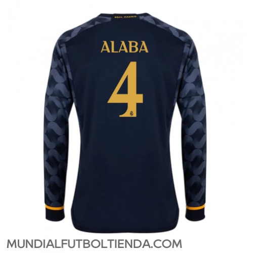 Camiseta Real Madrid David Alaba #4 Segunda Equipación Replica 2023-24 mangas largas